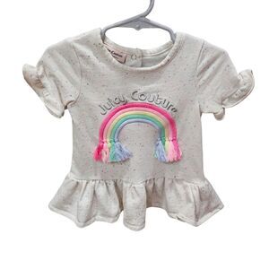 Juicy Couture Toddler Girls Retro Peplum Top Rainbow Tassels Ruffle Hem Size 12M